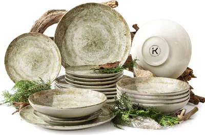 Obrázek produktu pro KONSIMO jídelní souprava ERATO, vyrobená v EU, (18-dílná), pro 6 osob, porcelán, vhodné do myčky, vhodné do mikrovlnky, kulatý tvar, tvrdý porcelán