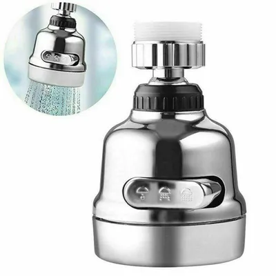 A close-up of a faucet sprayer attachment with an inset image showing it in use.