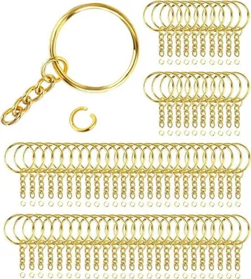 Produktbild von Schlüsselanhänger mit Ring, 70 Teile, Gold, Bastelset
