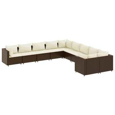 Produktbild von 10-tlg. Garten-Sofagarnitur mit Kissen Braun Poly Rattan