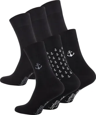 Produktbild von Clark Crown® "BAMBUS" Socken 6 Paar, Edel & Modern Bambus-Herren Businesssocken 43-46 Anker/Schwarz