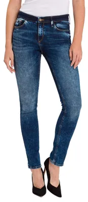 Productafbeelding van Cross Jeans dames broek, model Nancy, skinny jeans, per pak, kleur blauw (donkerblauw 013), maat W27/L32 (heup/binnenbeen)