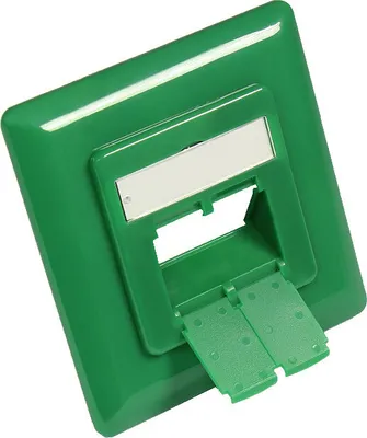 Produktbild von Zentralstück 50x50mm inkl. Abdeckrahmen 80x80mm für Netzwerkdosen, signalgrün RAL6032, Good Connections®