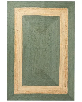 Produktbild von BELIANI Teppich Grün und Beige Jute Rechteckig 200 x 300 cm Geometriches Muster Handgemacht Boho Modern Kurzhaar für Fußbodenheizung Wohnzimmer