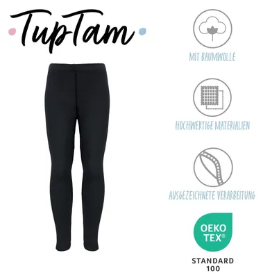 Produktbild von TupTam Mädchen Leggings 2er PACK Winterleggings Thermo Hohe Taille Leggins Gefüttert Fleece, Farbe: 2er Pack Schwarz/Schwarz, Größe: 152