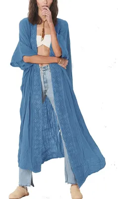 Produktbild von Solidchoice - Langer, floraler Kimono-Strandkleid für den Sommer