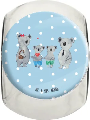 Produktbild von Mr. & Mrs. Panda Teedose Koala Familie zwei XL 2000ml - Blau Pastell - Geschenk, Familienzeit, Vorratsdose, Bruder, Bonbonglas, Kaffeedose, Zusammen, glasbehälter