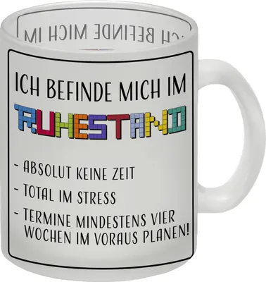 Produktbild von Glas Tasse mit Ruhestandstand-Motiv Motiv