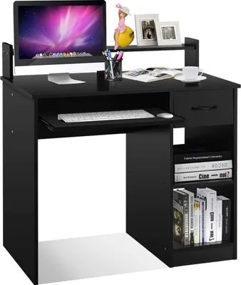 Obrázok produktu pre COSTWAY Počítačový stôl s policou, stôl PC stôl kancelársky stôl pracovný stôl 90x48x91,5cm