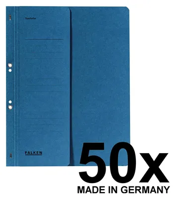 Produktbild von 50x Falken Ösenhefter 8003809 DIN-A4, 1/2 Vorderdeckel, 250g/m² Karton, kfm. Heftung BLAU