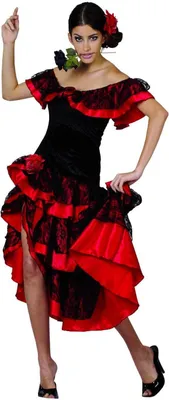 Produktbild von Rot-schwarzes Flamenco-Tänzerin-Kostüm für Damen Small