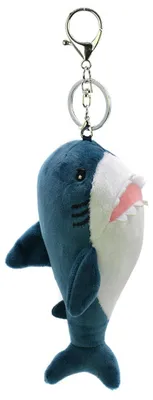 Immagine prodotto di Simpatico portachiavi di peluche a forma di squalo, giocattolo, morbida balena dei cartoni animati, bambola imbottita, zainetto, portachiavi, regali per bambini