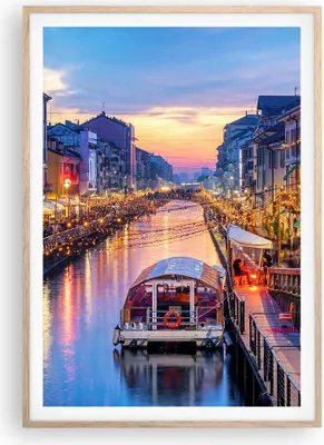 Produktbild von Gerahmtes Poster - Rahmen in heller Eiche - Kanal Grande Abend - 70x100 cm - Wand Bild - Wanddeko - Wandbilder - Wandposter - Bilderrahmen - Bilder - Kunstdruck - Wandbild - P2NPA70x100-4331