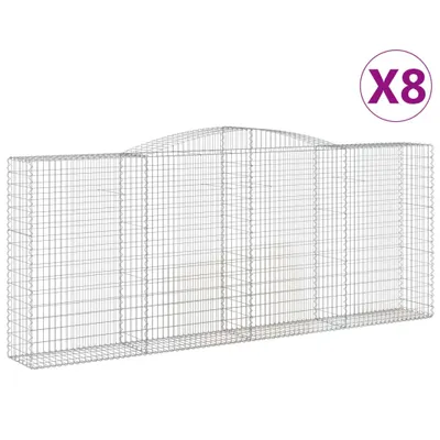 Produktbild von Gabionen mit Hochbogen 8 Stk. 400x50x160/180cm Verzinktes Eisen