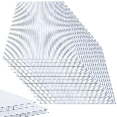 Obrázok produktu pre Polykarbonátové dvojvrstvové panely - 14 kusov, rozmer 60,5 x 121 cm - odolné voči UV žiazeniu, vhodné pre skleníky