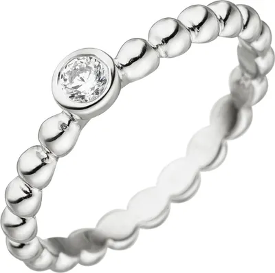 Produktbild von Ring Kugelring Kugel mit weißem Zirkonia Solitär 925 Sterling Silber Damen Innenumfang 62mm  Ø19.7mm