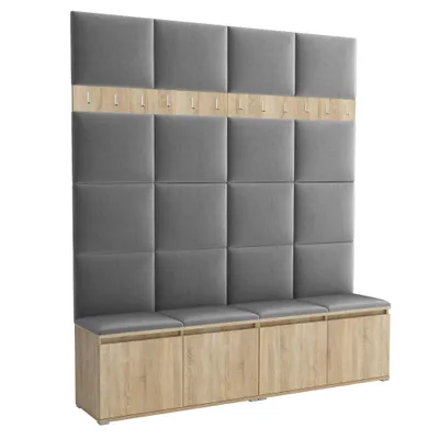 Produktbild von Garderobe LUTON 2 SONOMA 33 – Farbe Sonomaholz, moderner Schrank 40x200x213 cm, funktionale Lösung für den Flur, Garderobeschrank, Flurmöbel