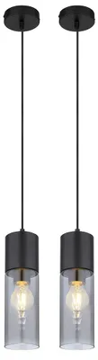 Produktbild von 2er Set Pendelleuchte, Metall schwarz, Glas rauchfarben, H 152,5 cm