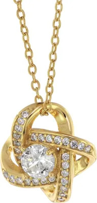 trendor 75856 Damen-Halskette Gold auf Silber Anhänger Knoten mit Zirkonias 1