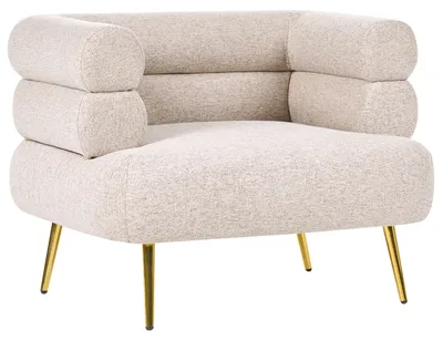 Produktbild von BELIANI Sessel Beige aus Stoff mit Goldenen Beinen Armlehnen Modernes Design Glamour Stil für Wohnzimmer Schlafzimmer Flur