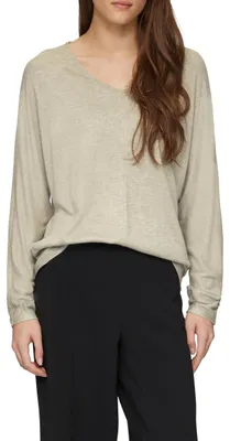Produktbild von s.Oliver Damen T-Shirt – Langarm, V-Ausschnitt, Relaxed Fit, meliert