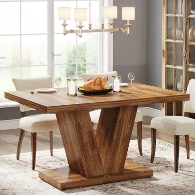 Produktbild von Tribesigns Esstisch für 4 Personen, walnussbraun, 120 cm Küchentisch mit robustem Fußgestell, Landhaus-Esstisch aus Holz für Zuhause, Esszimmer