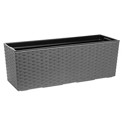 Produktbild von Balkonkasten Kunststoff Graphit rattan 56 x15x19 cm Blumenkasten