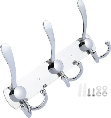 Produktbild von Multifunktionaler Wandhakenständer aus Edelstahl, Handtuchhalter, Hutablage für Badezimmer (3 Haken)