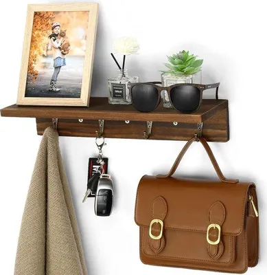 Produktbild von Famanu Garderobenhaken mit Ablage - 4 Vintage Metallhaken