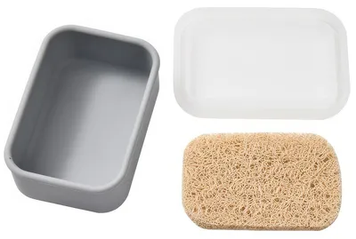Produktbild von Silikon-soap dish mit Abtropfschicht, tragbarer Seifendose, für eine Normale Seife, für Badezimmer, Fitnessstudio, 12*8.5*4.5CM
