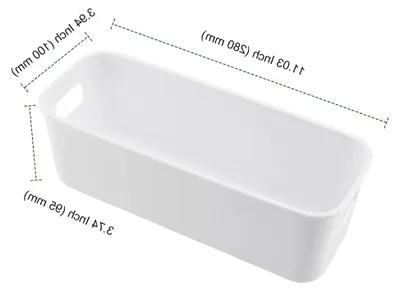 Produktbild von 8 Stück Aufbewahrungsboxen aus Kunststoff in Weiß, Schmale Organizer Körbe für Küche, Bad und Schrank