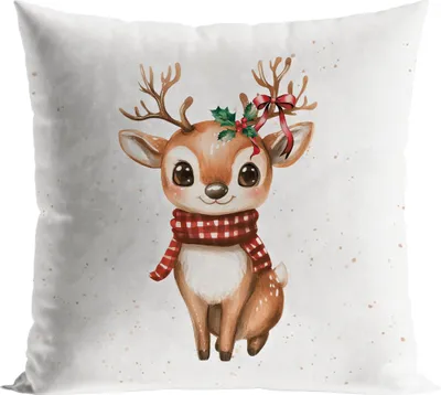 Produktbild von MARKIZETA | Kissenhülle - Weihnachtskissenhülle - 40 x 40 cm - Weiß - Reh - Kissenbezug - Weihnachtsdeko