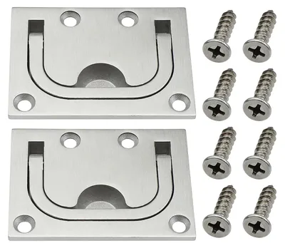Productafbeelding van Bootring - 2 Stuks - Roestvrij Staal 304 - Verzonken Hefgrepen - Bevestigingsschroeven - Afmetingen 7,6 x 5,7 x 1 cm - Trekhandvat