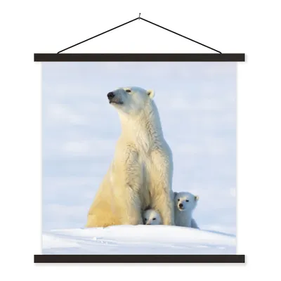 Produktbild von MuchoWow® Textilposter Eisbär - Schnee - Jungtiere 90x90 cm mit schwarzem Rahmen - Magnetisches