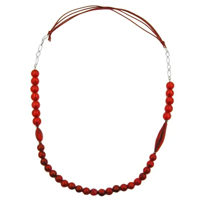 Produktbild von Kette Perle himbeer-seidig Kette rot 95 cm