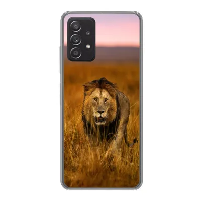 Produktbild von MuchoWow® Handyhülle Schutzhülle Hülle für Samsung galaxy a73 Löwe - Savanne - Gras Silikon Softcase Handy Hülle - Handyhülle
