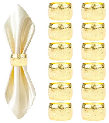 Serviettenringe Gold, 12 Stück, Metall, rund, modern