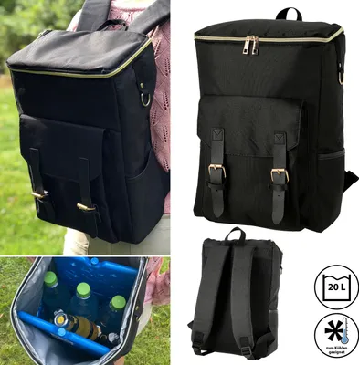 Produktbild von Thermorucksack 20 Liter 28x41x14cm schwarz Kühlrucksack Isoliertasche Rucksack Kühltasche