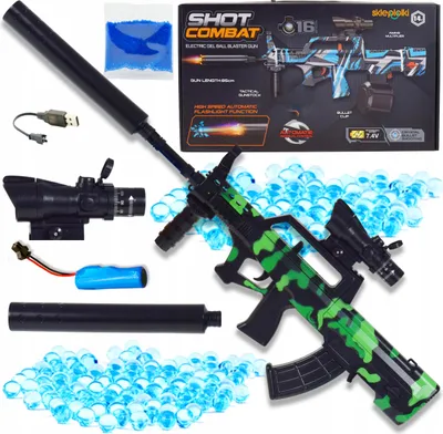Zdjęcie produktu dla Pistolet zabawka - Automatyczny pistolet na kulki żelowe z 2 trybami strzelania, akumulator USB, duża zabawka dla dzieci w wieku od 14 lat - zestaw z akcesoriami i oryginalnym opakowaniem