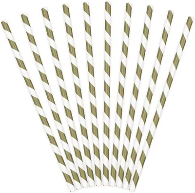 Produktbild von Strohhalme in Gold und Weiß, etwa 19,5 cm, 10 Stück