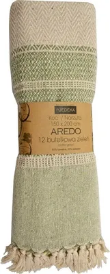 Obrázok produktu pre Bavlnený prehoz na posteľ so strapcami, boho štýl Aredo 150x200cm fľaša zelená 12