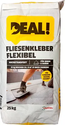 Produktbild von 25kg DEAL! Flex-Fliesenkleber frostsicher innen und außen Fußbodenheizung geeign...