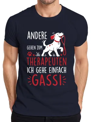 Productafbeelding van Andere gaan naar een therapeut. Ik doe gewoon alsof. Statement T-shirt voor heren, marineblauw, maat XL