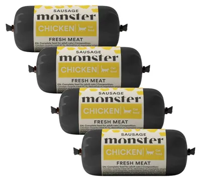 Zdjęcie produktu dla Monster Cat Sausage Chicken 4x80g Pełnoporcjowa Mokra Karma Dla Kota Kiełbasa z Kurczakiem