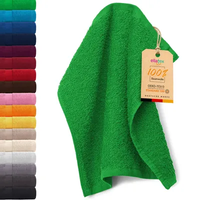 Produktbild von EllaTex PARIS Seiftuch 30x30 cm – 100% Baumwolle, 500 g/m² Frottier, flauschig & saugstark, in Farbe: Grün