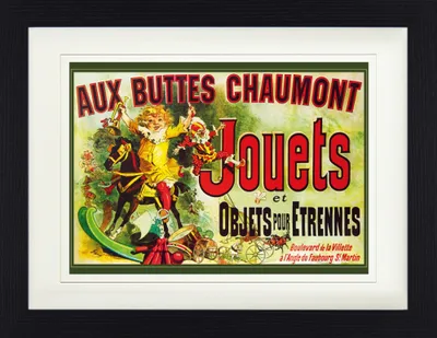 Obrázok produktu pre Vintage zarámovaný obraz s ušľachtilým paspartou | Obrazy na stenu | V ráme - Aux Buttes Chaumont, Jouets Et Objets Pour Ã‰trennes, Jules Cheret, 1885 (30 x 40 cm)