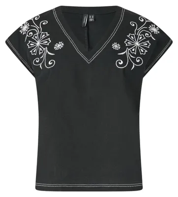 Productafbeelding van Vero Moda - Damesblouse, V-hals, korte mouwen, model GT32024 (maat 34 EU) (zwart)