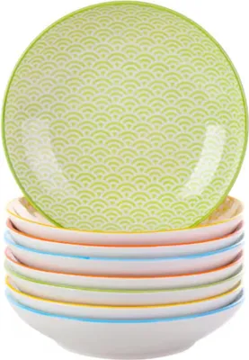 Image de Valenza Service de table - 8 pièces - 4 personnes - Assiettes plates, assiettes creuses & assiettes à déjeuner - Coloré - Céramique