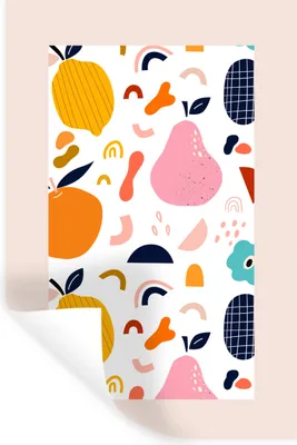 Produktbild von MuchoWow® Wandtattoo Wandsticker Wandaufkleber Pastell - Obst - Zitrone - Lebensmittel 40x60 cm Selbstklebend und Repositionierbar - Wierderverwendbar - Selbstklebend