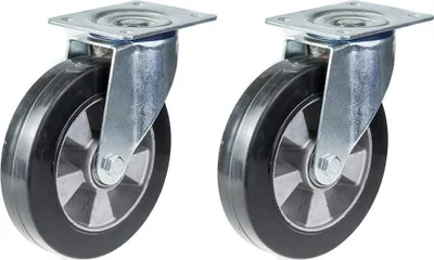 Immagine prodotto di 152 mm 6" rotelle girevoli in gomma nera con capacità di carico di 660 kg, set di 2